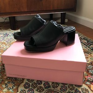 Black platform mules
